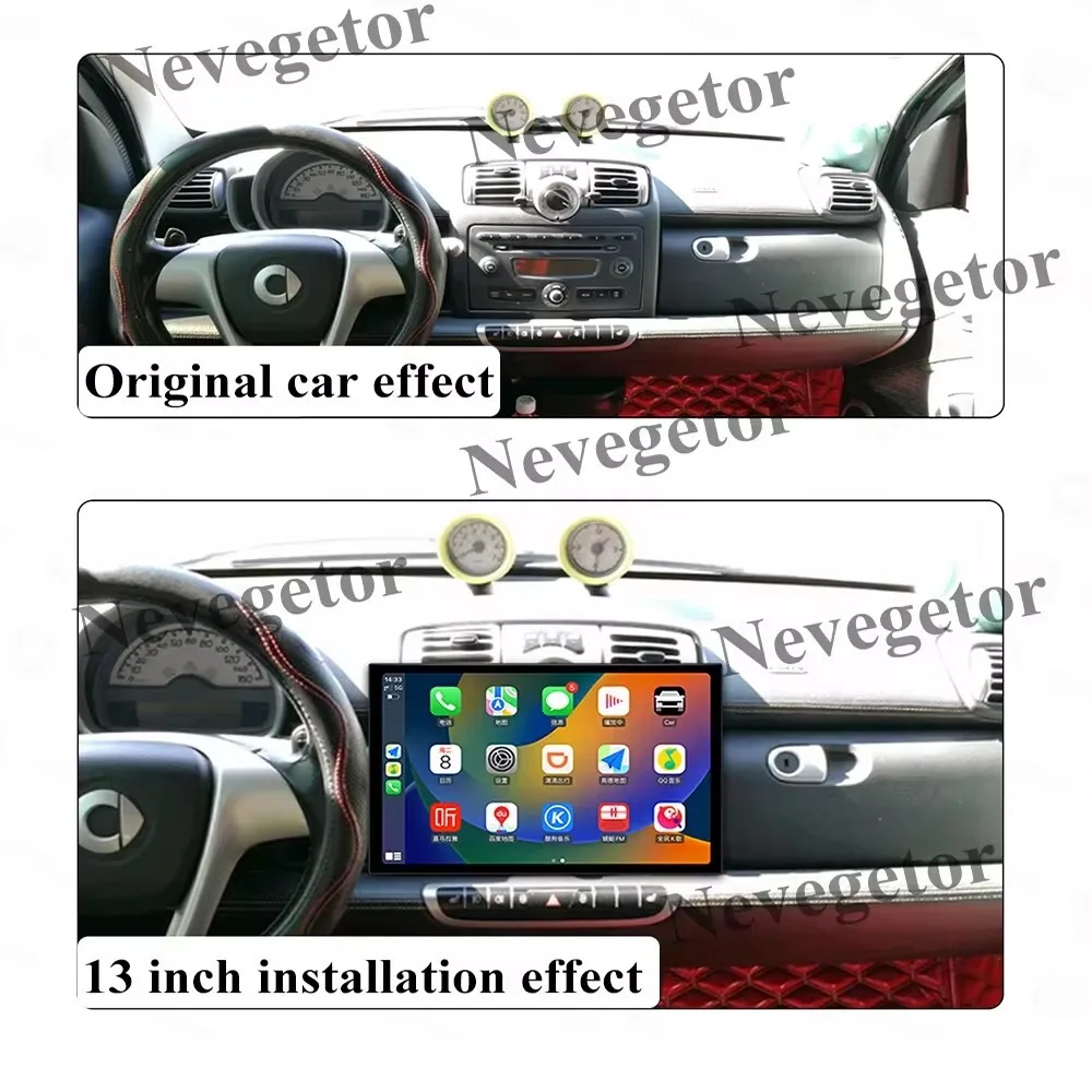 Car Android For Mercedes Benz Smart 2005-2010 Auto 13 inch Radio Stereo Multimedia Player GPS Navigation QLED 1920*1200 No 2 din