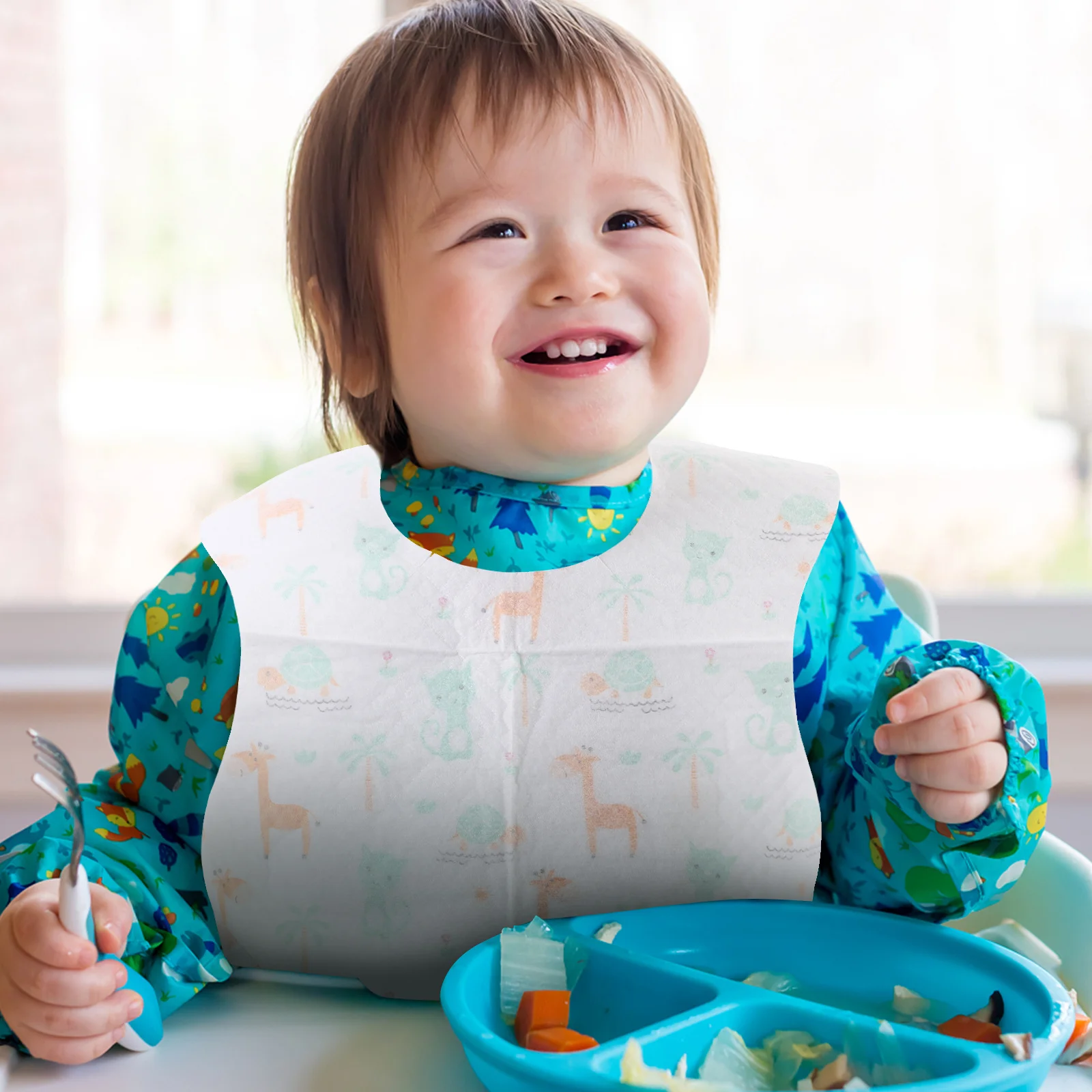 

20 pcs Baby Disposable For Toddler Infant Drooling Feeding Eating Lightweight Portable Animal Pattern Bibs For Baby Girl Drool