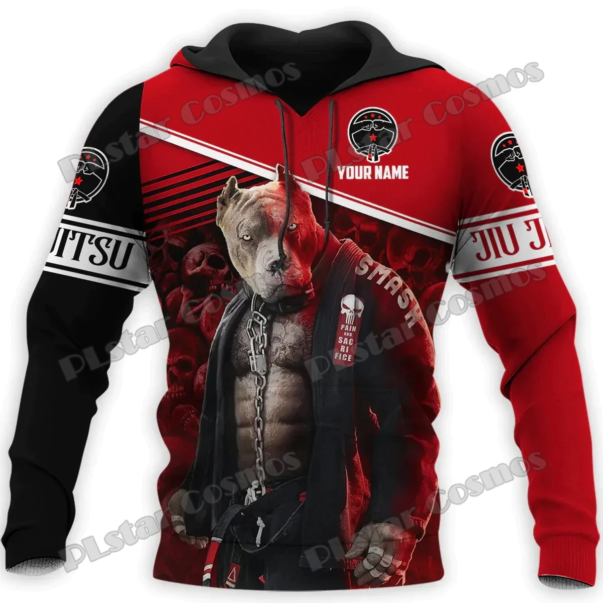 Spersonalizowana nazwa Jiu Jitsu Pitbull Męska bluza z kapturem i bluza z nadrukiem 3D Unisex Casual Zipped Pullover Jiu Jitsu Lover Gift HW19