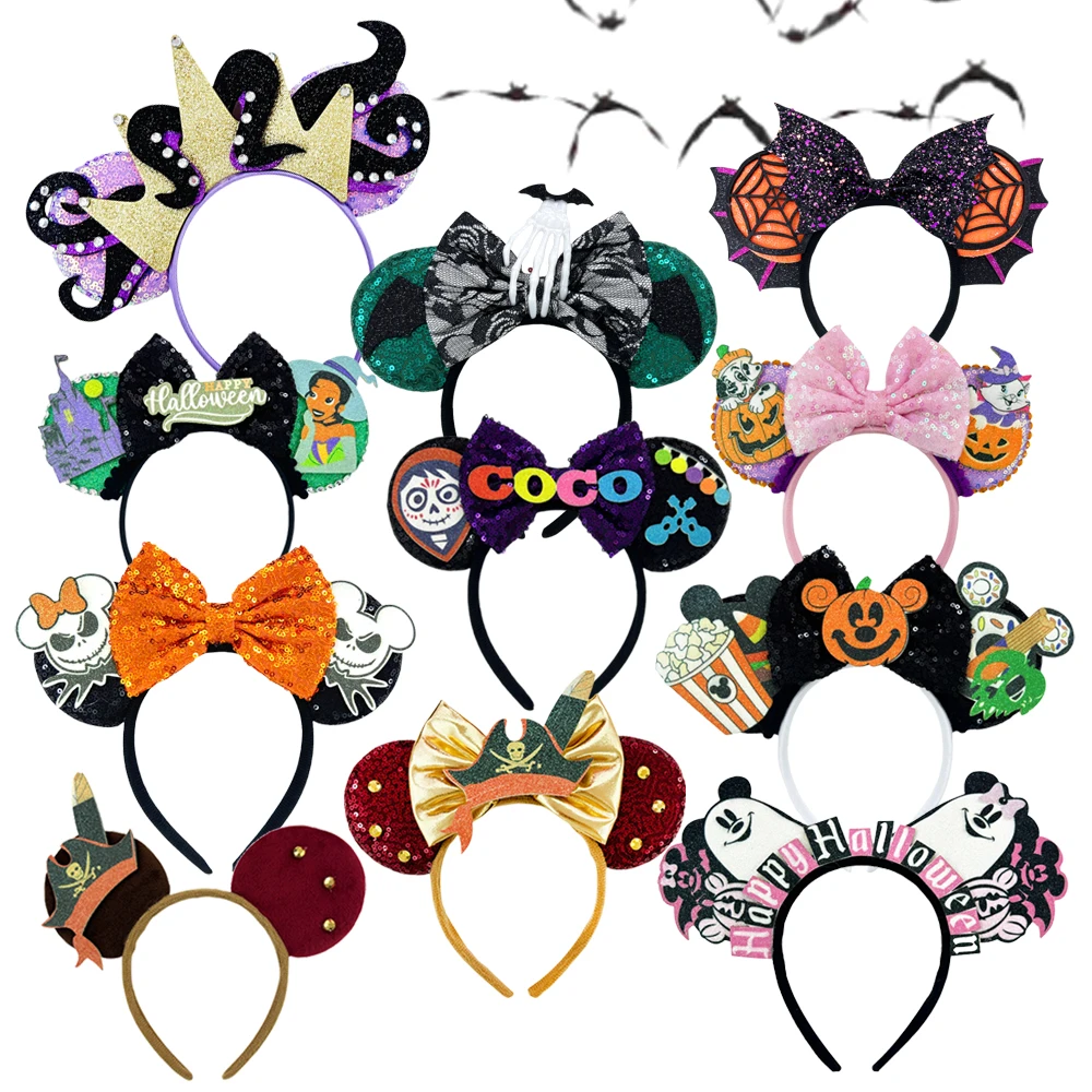 New Bat Mickey Mouse Hairbands For Women Happy Halloween Headband Girl Cosplay Ghost Minnie Hairband Kid Hair Accessorie Gift