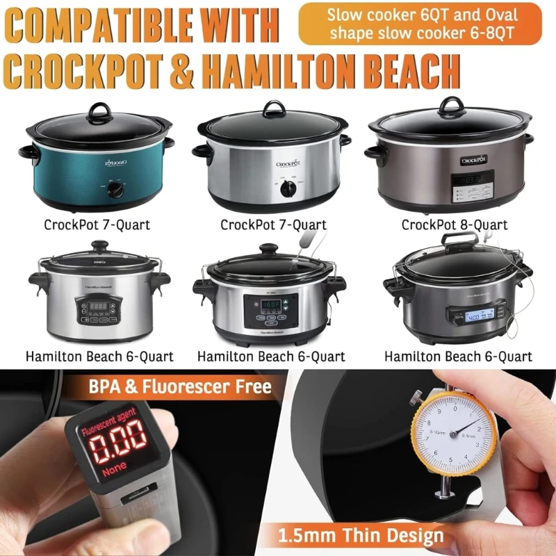 Trenneinlage für Slow Cooker, praktische Silikoneinlage für Schmortopf, leicht zu reinigendes Silikonmaterial, Trenneinlage für