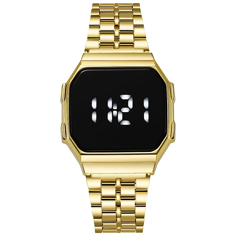 New Digital Display LED Touch Watch Electronic for Women Rose Gold Silver Men Retro Style Clock