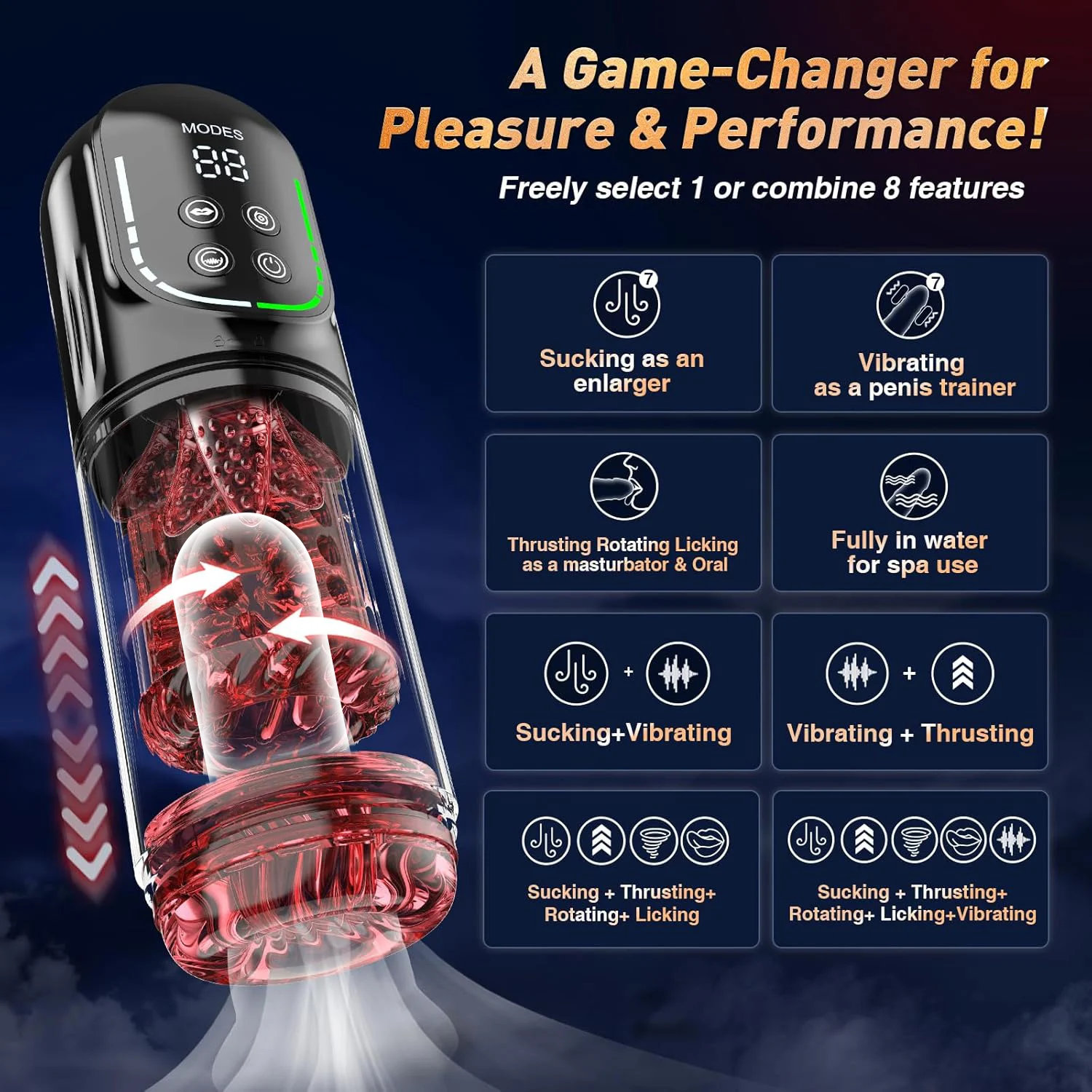 LCD Penis Pump Pocket Pussy Male Masturbator Vacuum Pump Thrusting Rotating Vibrating Sucking 3D Stroker Sex Toys for Man image 3