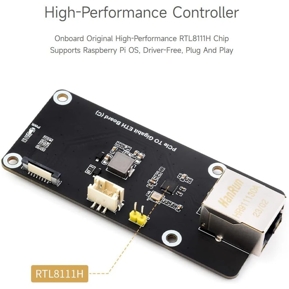 PCIe to Ether-net RJ45 Board for Raspberry Pi 5, Raspberry Pi 5 PCIe Adapter, with Acrylic Case Net-work Module