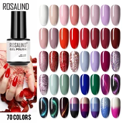 ROSALIND Gel Nail Polish Plastic Bottle 70Colors Gel Polish UV LED Soak Off Base Top Varnish Semi Permanent Vernis Nails Art