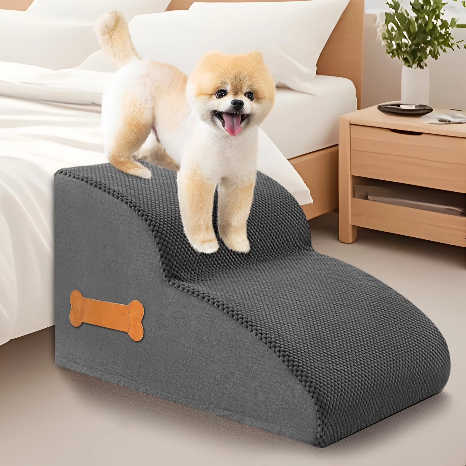 

Dog Stair High-quality Sponge -2/3/4 Step Ramp, For Dogs And Cats, Soft And Non-Slip Sponge Steps, Used In Beds And Sofas, Washable Cover, Grey JUYHGV