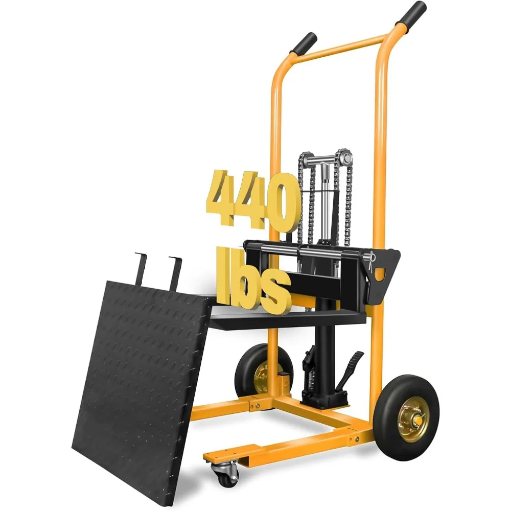 

Apollo Material Lift Winch Stacker, Hydraulic Pallet Truck Dolly 440 lbs Capacity, 35.4" Max Lift, Pallet Stacker with Swivel Ca