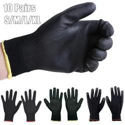 10 pair/20 pcs Coating Nylon PU Work Gloves Safety Non-slip Durable Coating Nylon PU Work Gloves Camping Lock Edge Colour Random