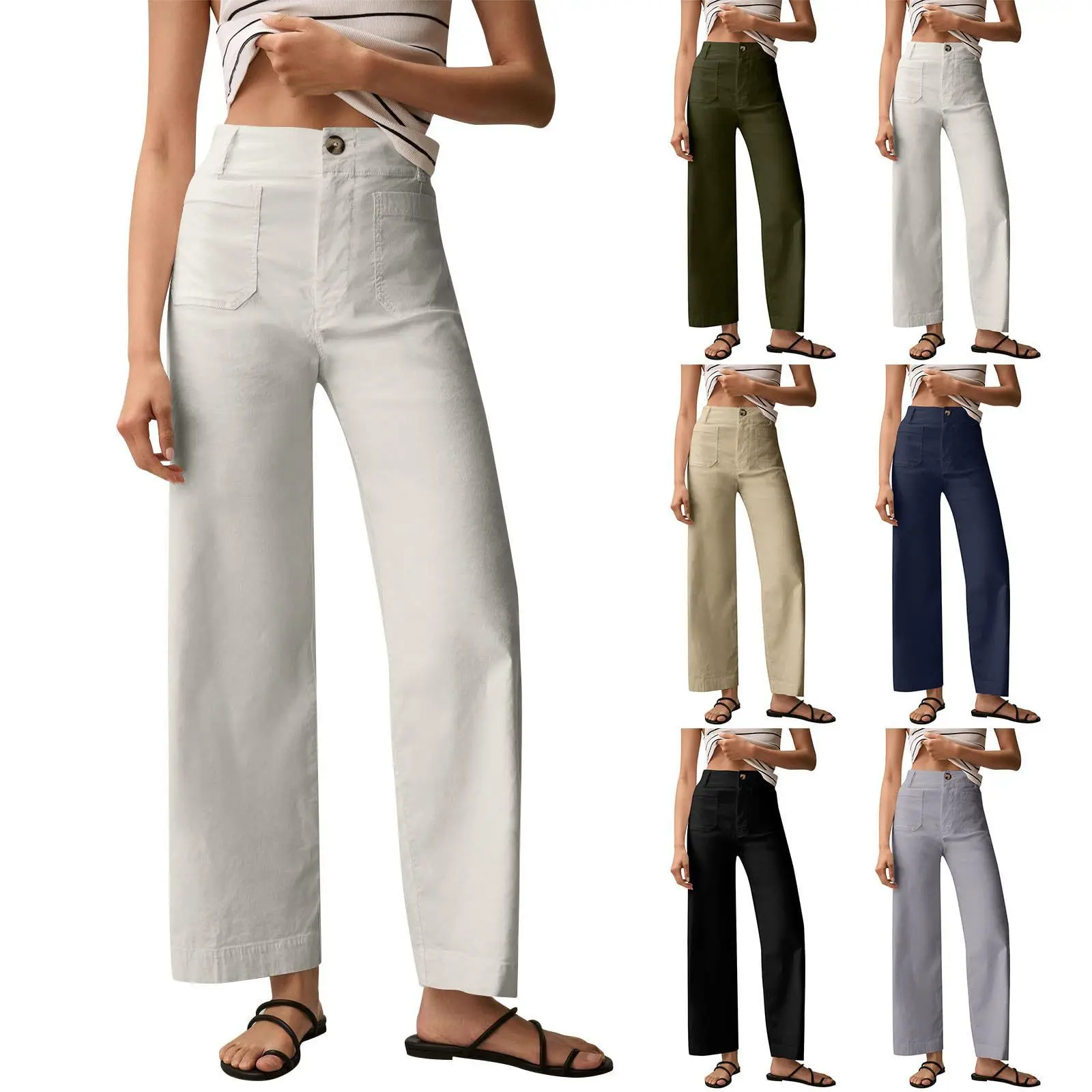 

Loose Fit Sports Casual Pants Color Blo High Waist Long Trousers for Women Autumn Season Faion Trend High Waist Pants