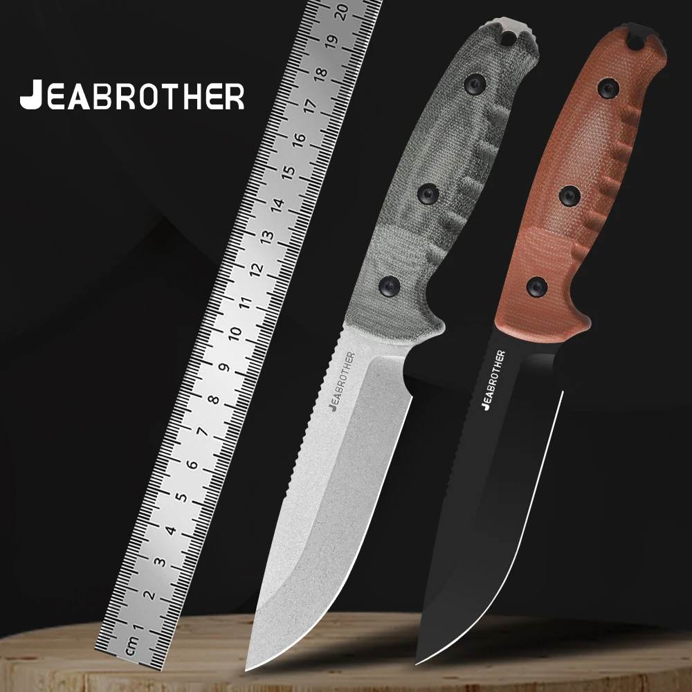 

JEABROTHER fixed blade knife with 4.92-inch 14C-28N blade Mikta handle, Kydex sheath, EDC outdoor