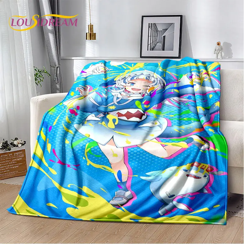 Gawr Gura Hololive Cute Anime Soft Plush Blanket,Flannel Blanket Throw Blanket for Living Room Bedroom Bed Sofa Picnic Cover Kid