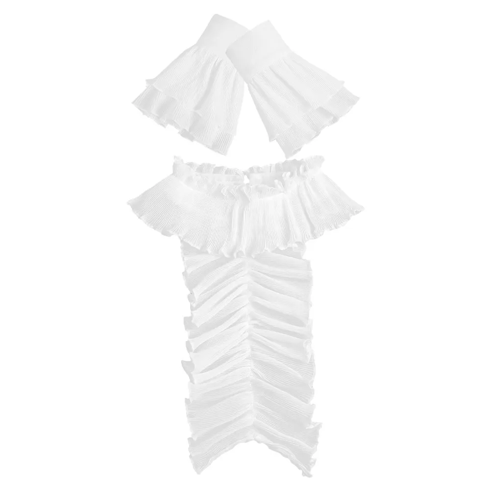 1Set Vintage Collar Cuffs Set Exquisite Lace French Pleat Stand Collar Detachable Elegant Costume Decor for Bridal Formal view 5