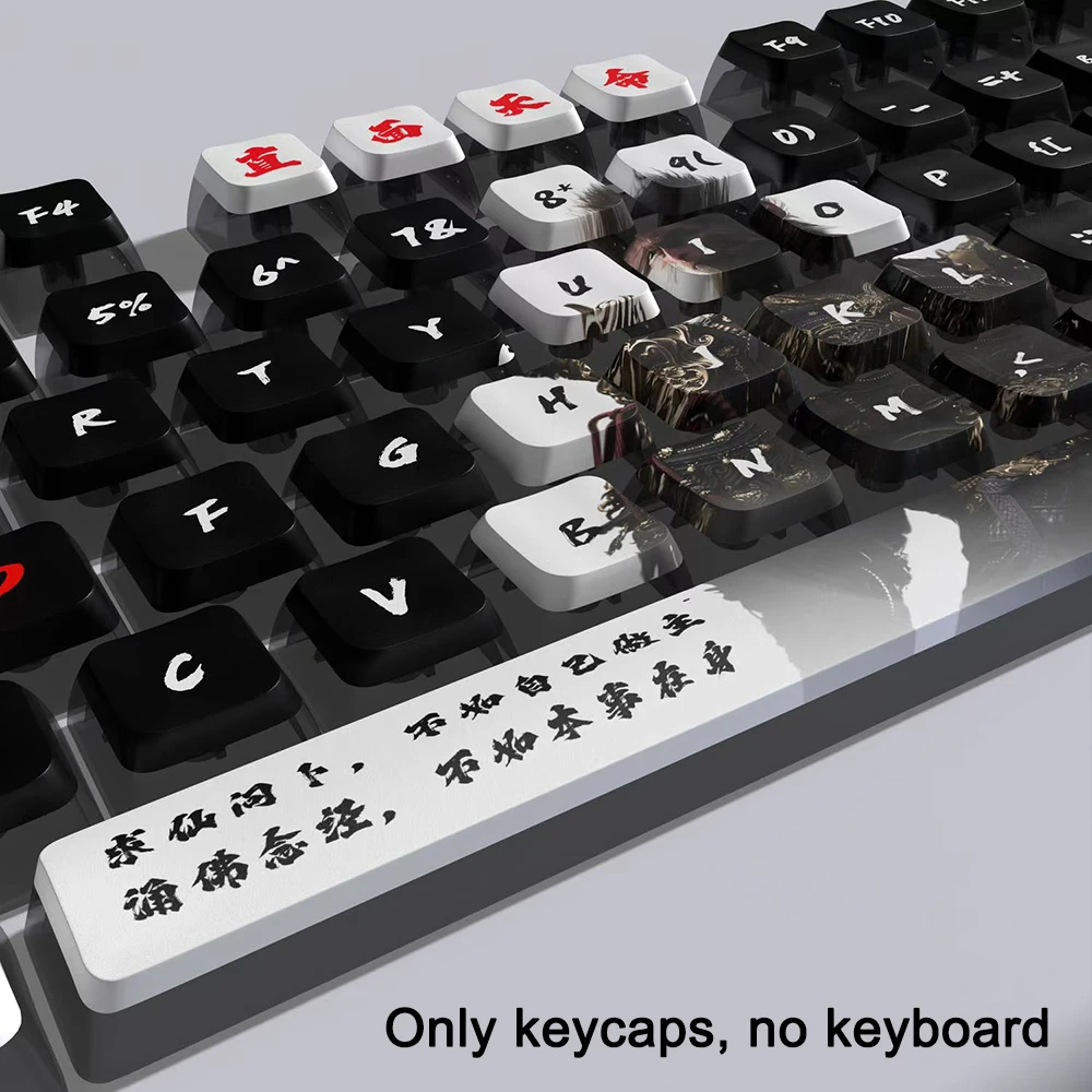 Set Keycaps Tema Wukong Black Myth: PBT Sublimation Cherry Profile untuk Aksesoris Keyboard Mekanik, Keycaps Kustom