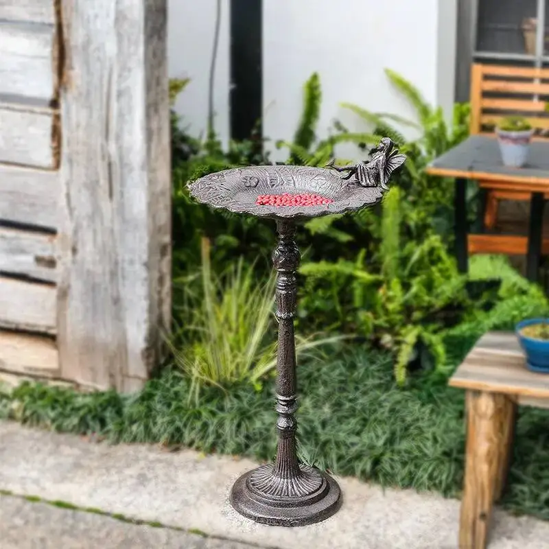

Distressed European-Style Cast Iron Floor-Standing Angel Bird Feeder, Courtyard, and Outdoor Iron Art Decor Outdoor Decoration