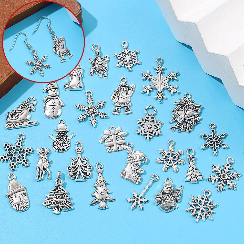 

4/16/27pcs Multi-color Christmas Themed Pendants, DIY Bracelets, Earrings, Keychains, Necklaces, Anklets, Decorative Accessories