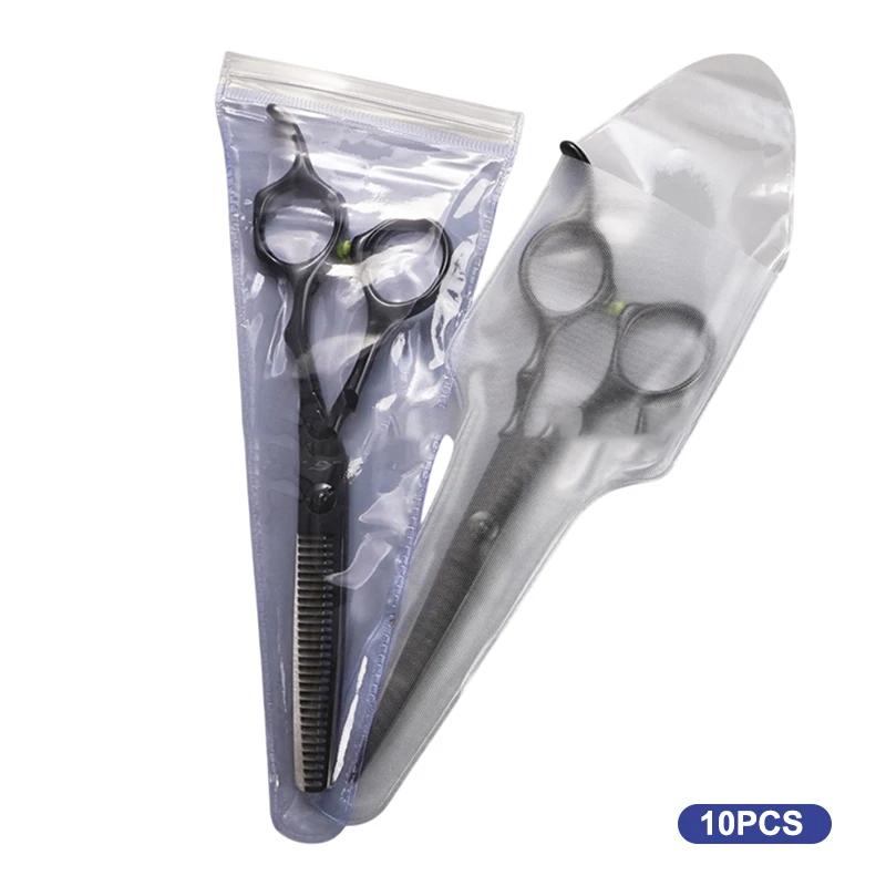 10Pcs Clear PVC Hair Scissor Sleeves After Sharpening Disposable Scissors Sheath Waterproof Packaging Bag Trimming Tool Protect