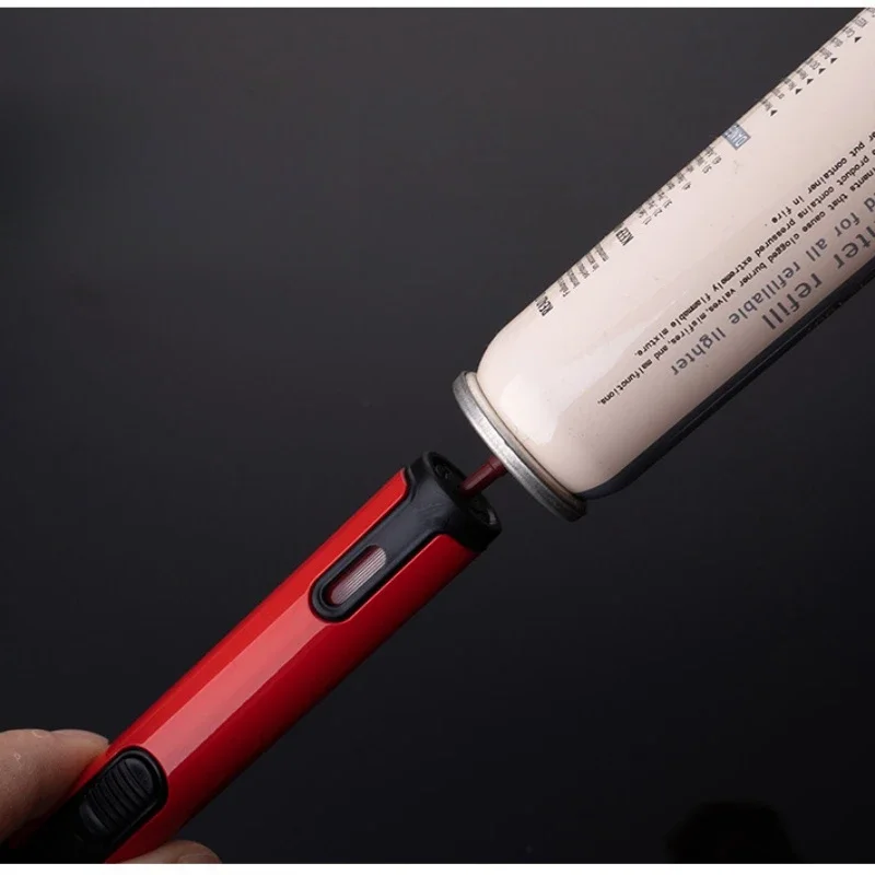 Metal Windproof Jet Flame Inflatable Lighter With Visible Air Window Windproof Outdoor Barbecue Kitchen Cigar Smoking Tool