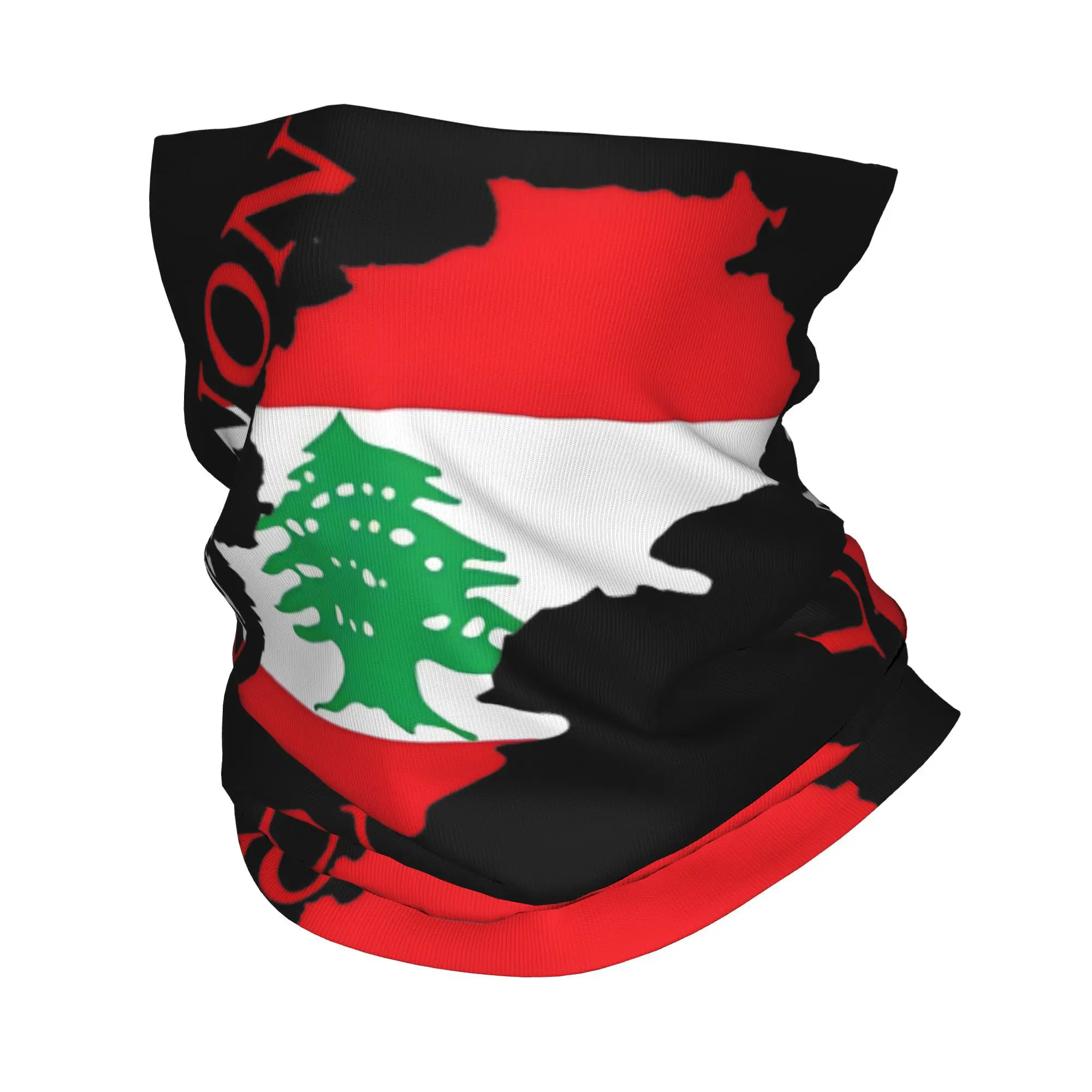 

Lebanon Flag Map Bandana Neck Gaiter Printed Mask Scarf Warm Headband Riding for Men Women Adult Windproof