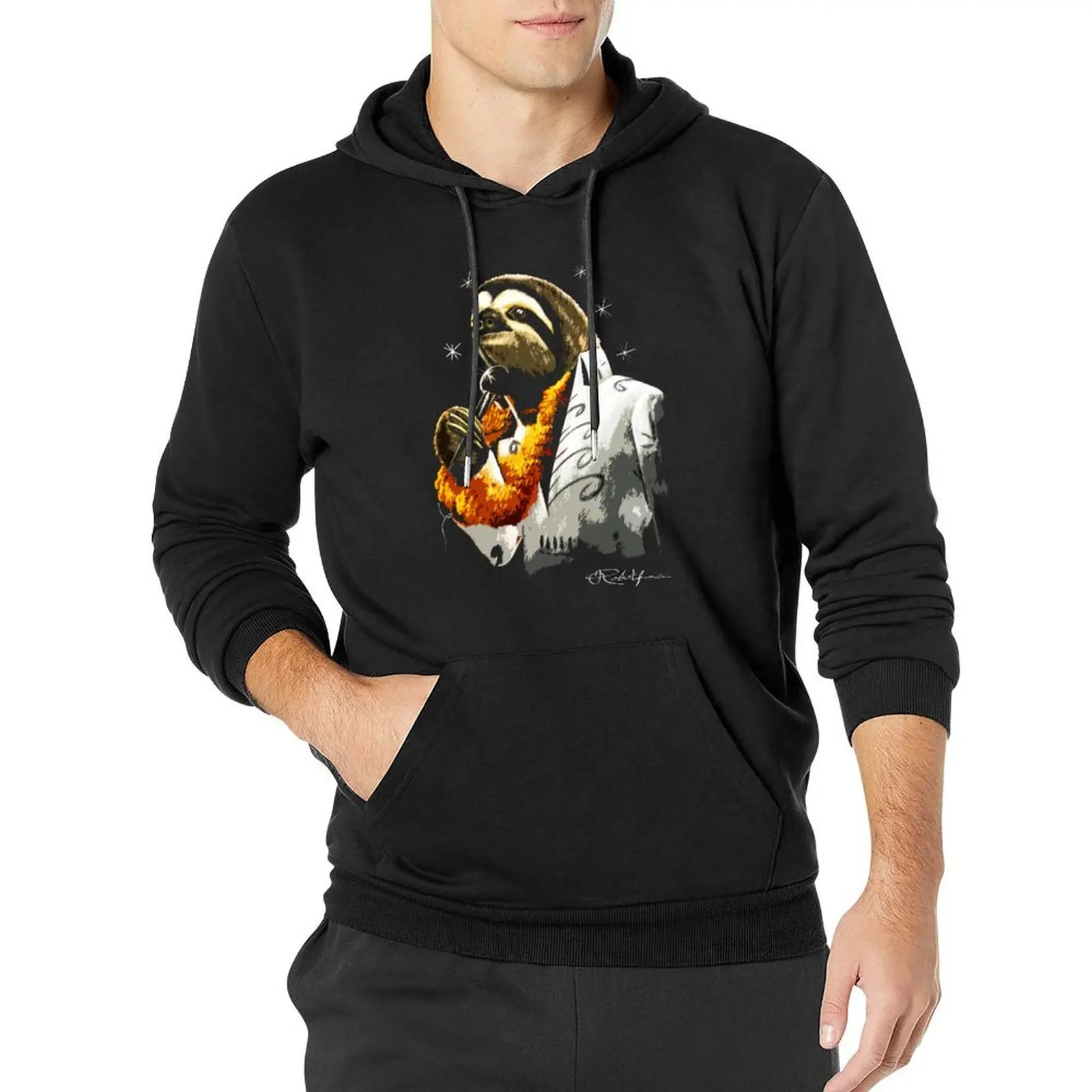 

Black Velvet Painting Sloth Pullover Hoodie men's coat men's sweat-shirt graphic t shirts men new in hoodies and blouses