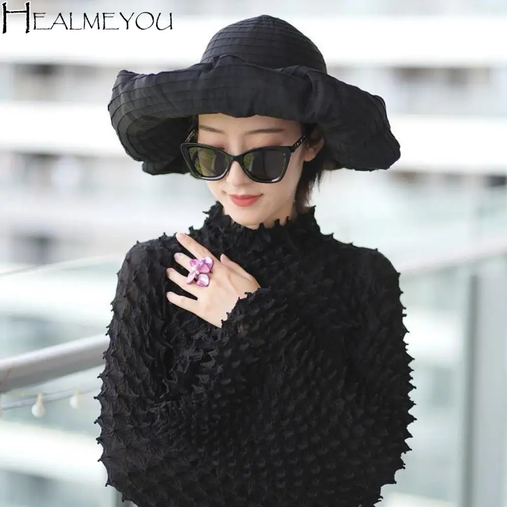

Simple Bowknot DIY Moldable Wide Brim Hat UV Anti Foldable Plastic Bucket Hat Sunscreen Breathable Women Sun Hat Outdoor