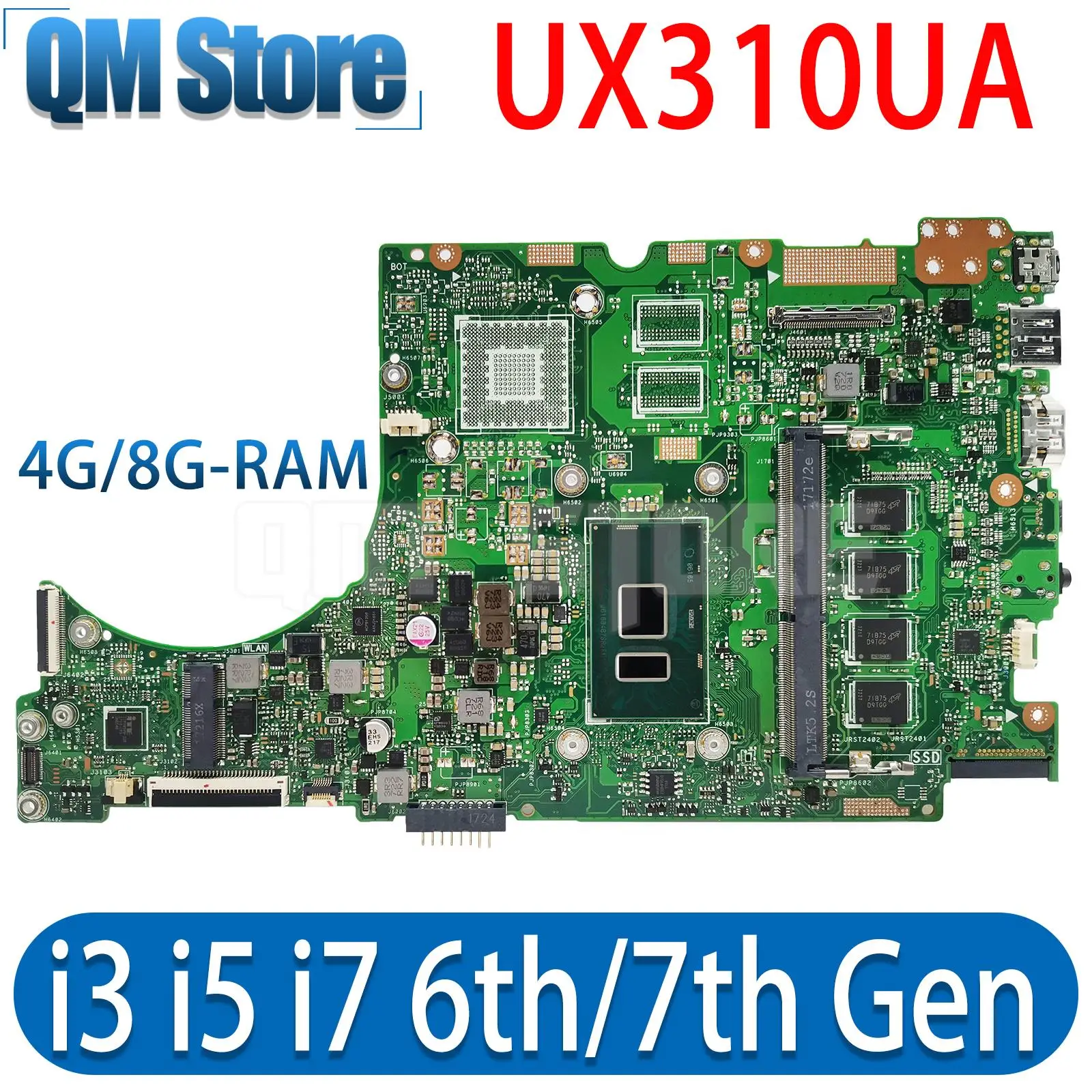 

UX310UA Mainboard For ASUS UX310UV RX310U RX410U UX410UQK UX310UQK UX310U UX410UA UX410U Laptop Motherboard i3 i5 i7 6th 7th Gen