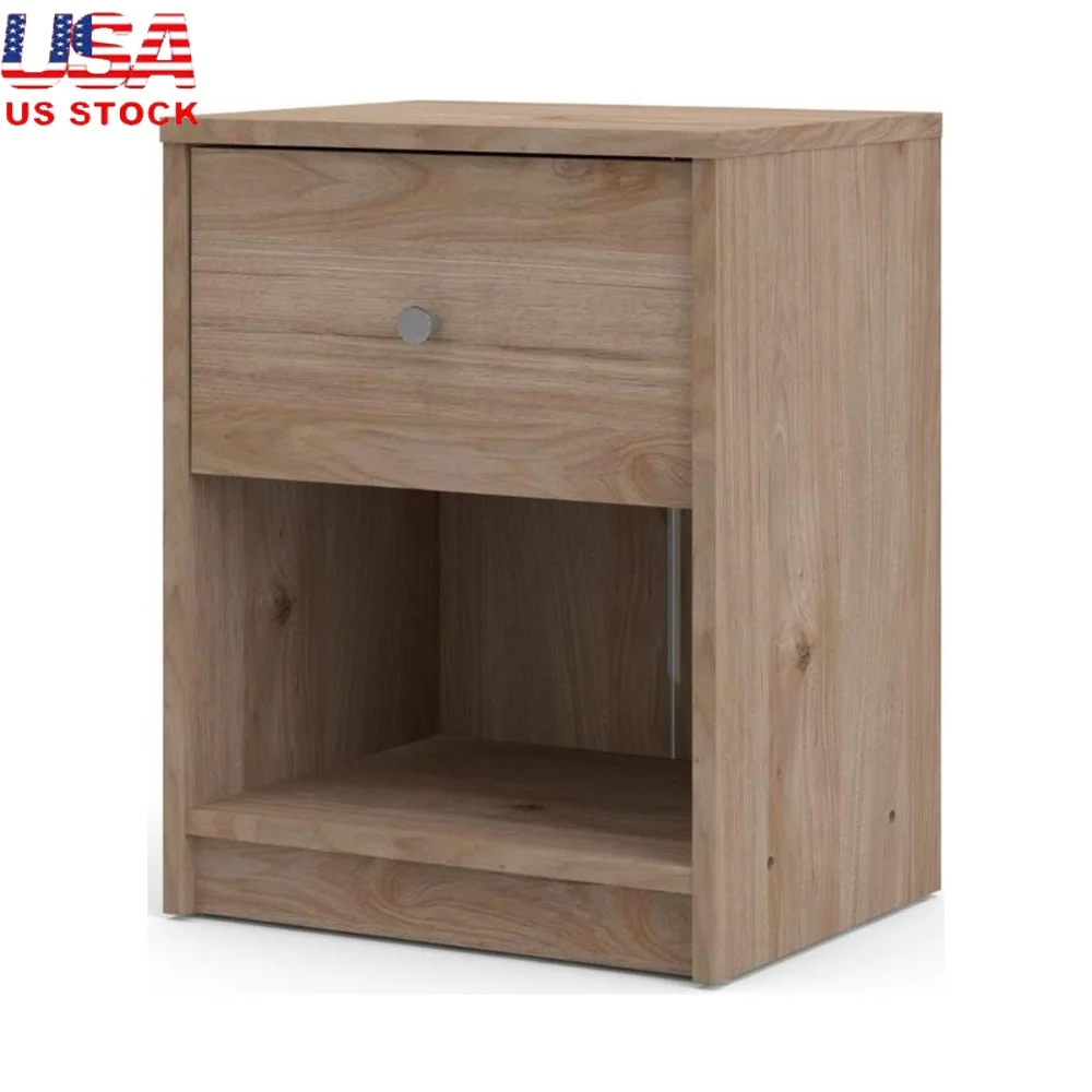

1 Drawer Nightstand with Shelf Compact Storage Adult Furniture Scandinavian Design Small Spaces Easy Assembly Bedroom Nightstand