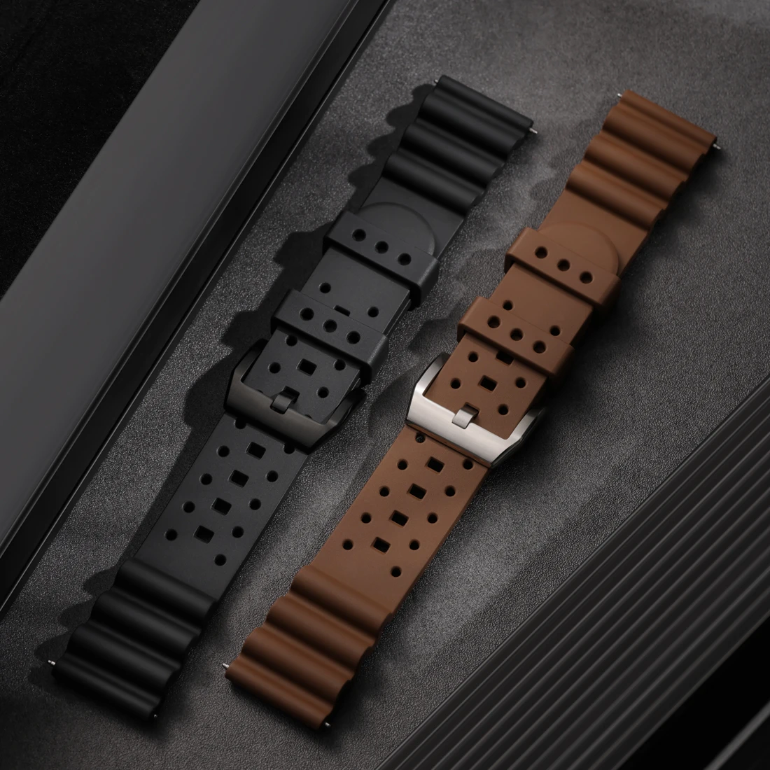 Maikes Natural Rubber Watch Strap Quick Release 20mm 22mm 24mm Accessories Smart Watch Band Bracelet