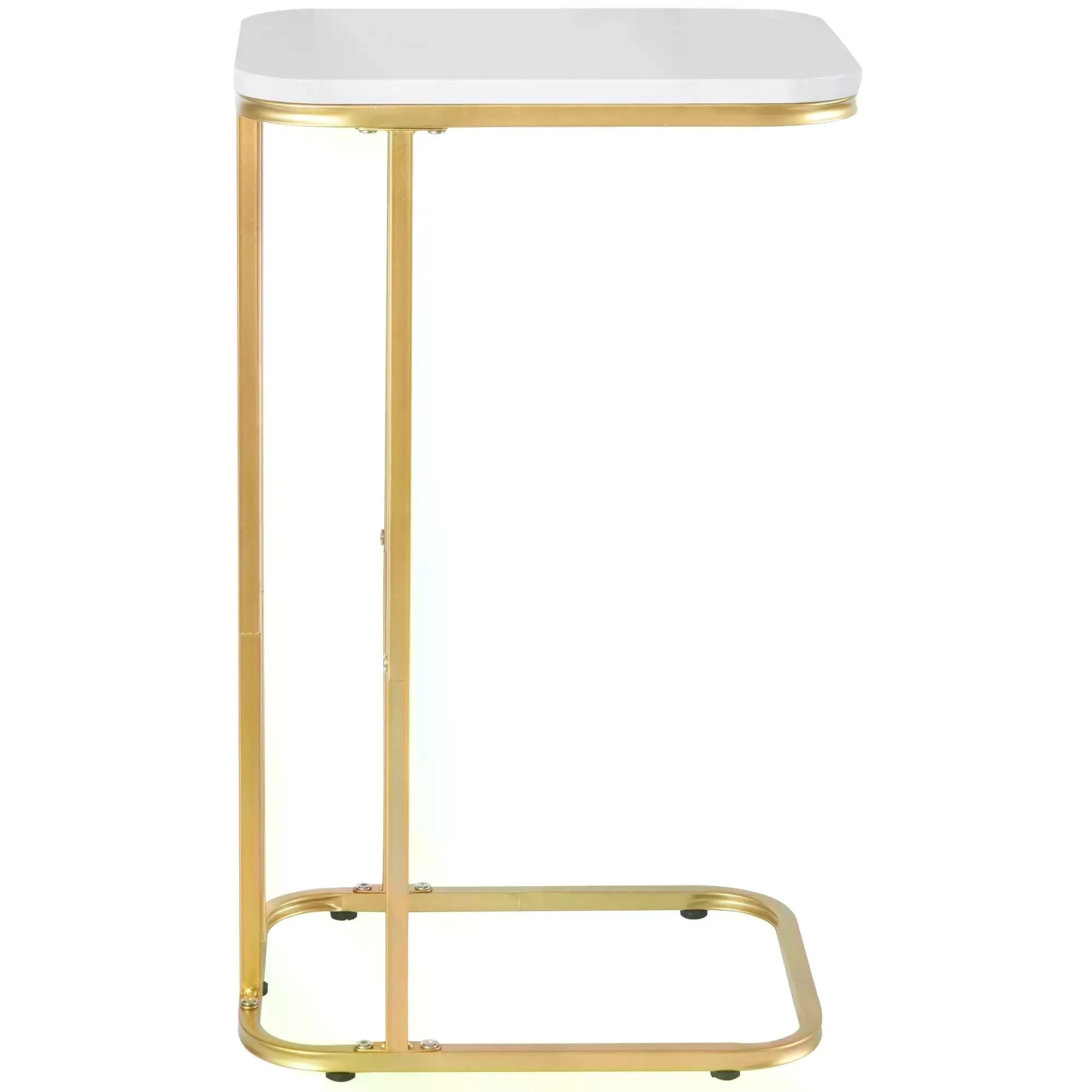 White 26.6" C-Shaped End Table & TV Tray.Portable Metal Frame Side Table for Couch, Bed, Living Room & Bedroom. - view 5