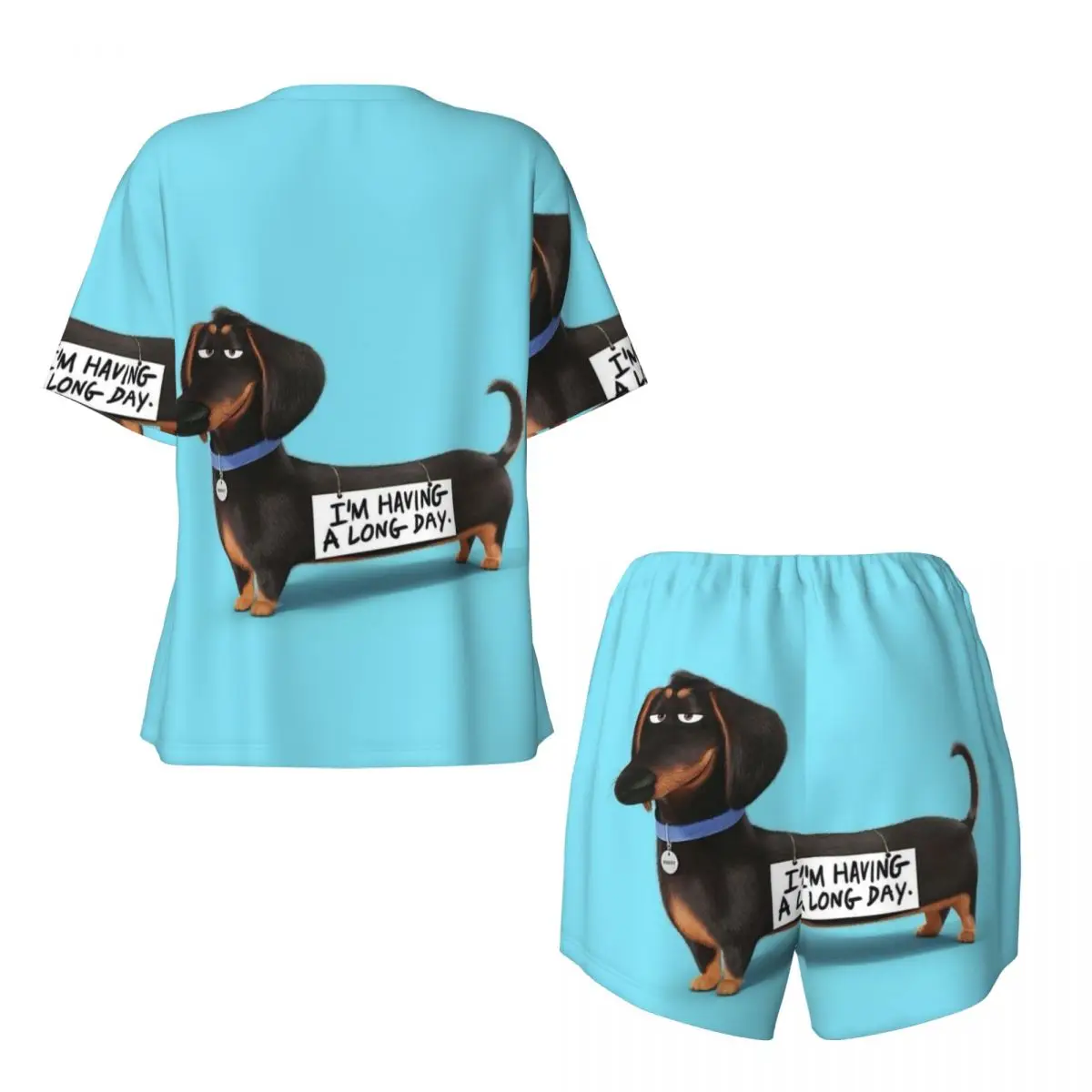 Custom Print Dachshund Dog Funny Pupy Pajamas Set Wiener Badger Sausage Dog Two-piece Pjs Sets Short Sleeve Sleepwear Loungewear