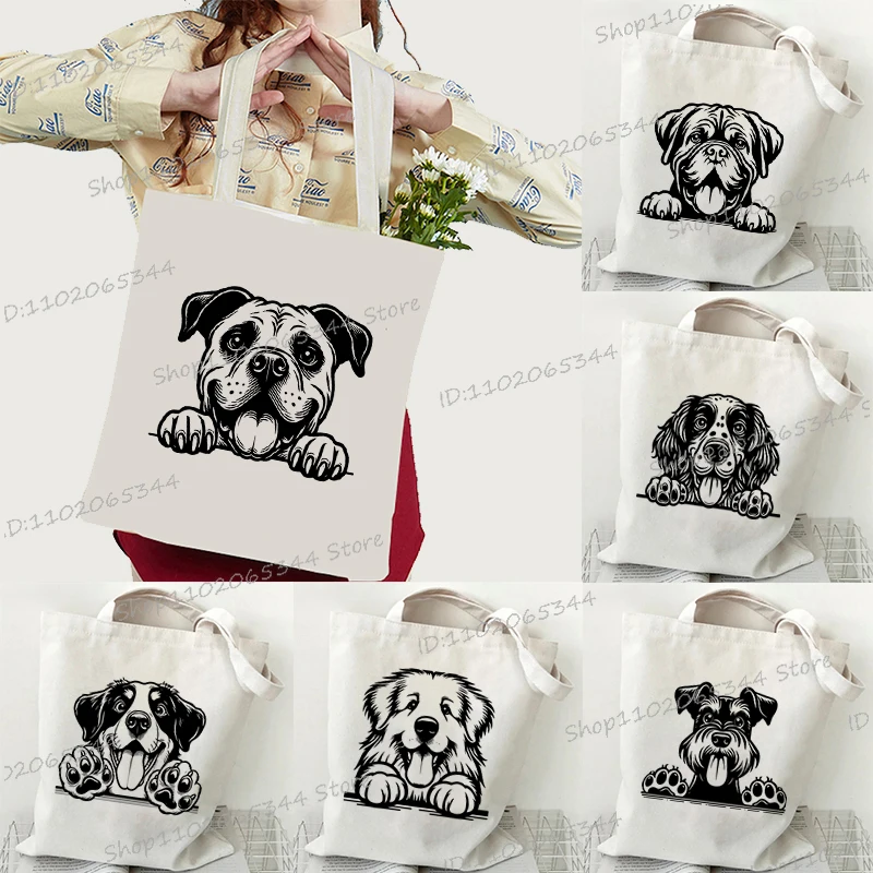 

simple style Bulldog English Setter Berner Sennenhund Canvas Tote Bag Women Reusable Shopper Bag cartoon animal dogs Handbags