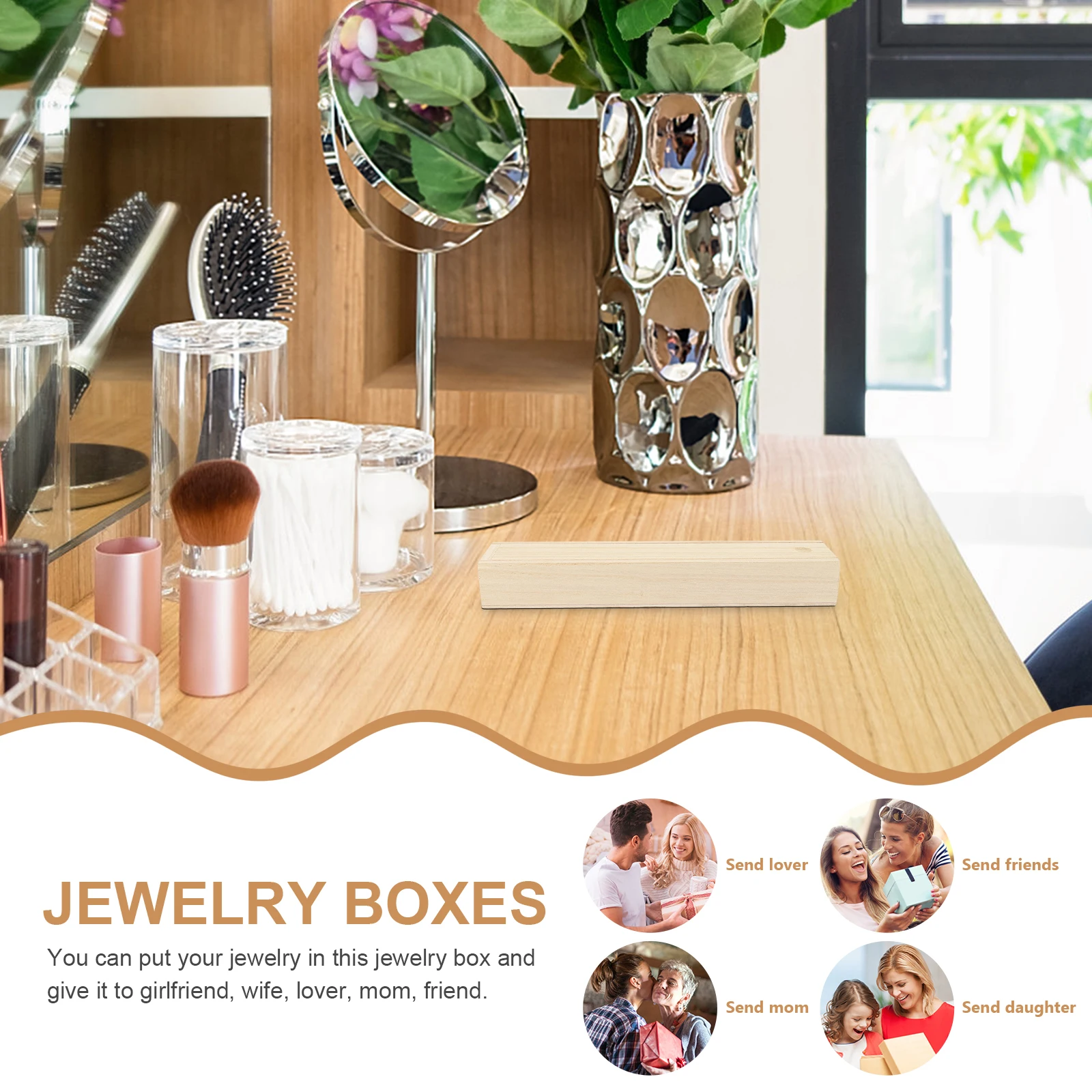 

Wooden Jewelry Box Sliding Lid Small Wood Storage Case Vintage Seal Storage Jewelry Organizer Trinket Holder Portable