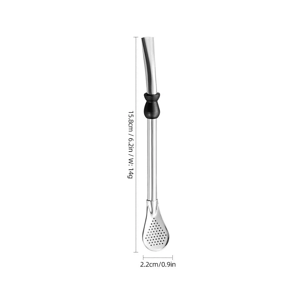 Drinking Accessory Stainless Steel 304 Reusable Straw Spoon Colored Bead 16cm Length Tea Filter Washable Yerba Mate Bombilla