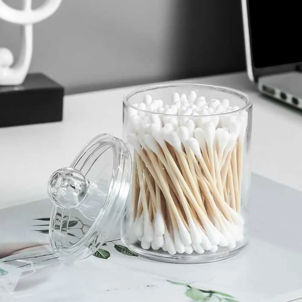 

2Pcs Transparent Cotton Swab Box Acrylic Desktop Organizer Makeup Cotton Pad Storage Sundries Container Desktop Box