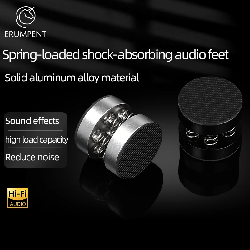 ERUMPENT 4 PCS HiFi Speaker Spike Aluminum Alloy Shock Absorption Spring Damping Pad Stand Feet for Audio CD Amplifier