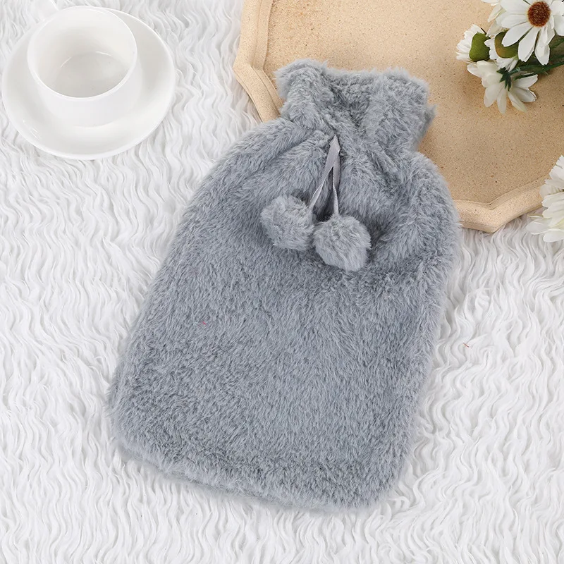 Winter Faux Fur Hot water bottle cloth cover Rubber Warm Children\'s 2 Liters Hand Foot Warmer Solid Household Water Bag cover