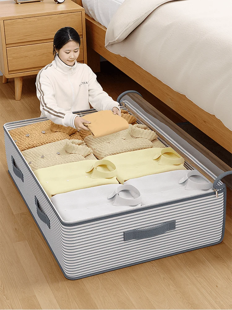 1PC Perspective Sortable Underbed Storage Bag, Suitable for Home Sorted Storage, Quilt Storage, Portable for Travel