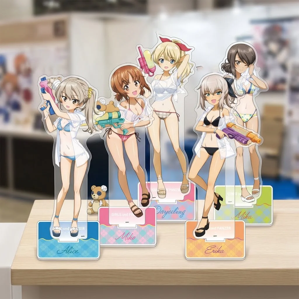Girls und Panzer GuP Erika Anchovy Mika Marie Alice 15cm Acrylic Stand Desk Ornament Anime Model Keychain Cosplay Props Gifts