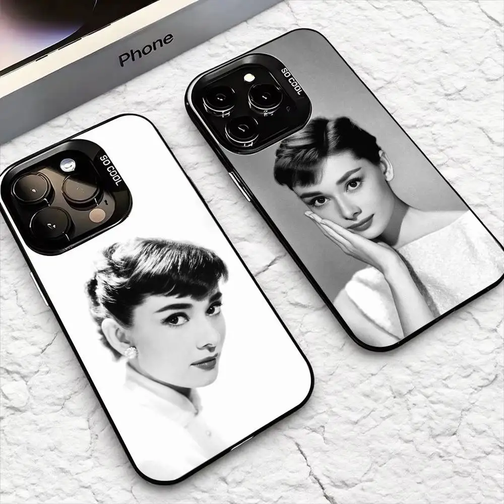 

Actress A-Audrey H-Hepburn For iPhone 16,15,14,13,12,11,8,7,Pro,Max,Plus,Mini,XS,SE Anti Fall Black Matte Hard