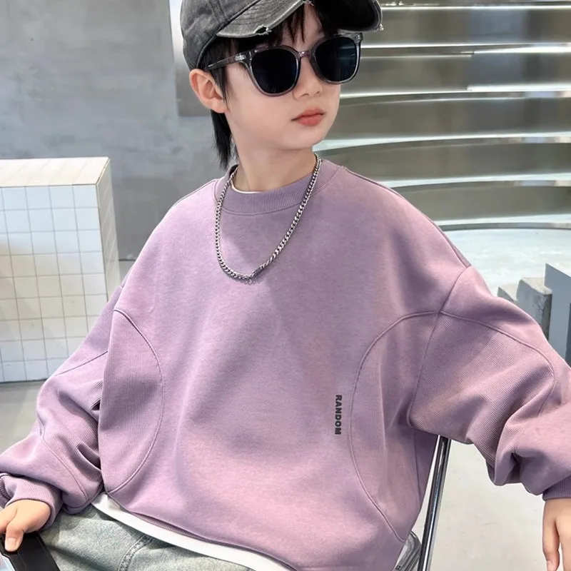 RAISE 2026 Herbst Kinder Jungen Sweatshirts Locker Geschnitten Einfarbig Vielseitig Junior Jungen Pullover Rundhals Langarm Oberteile für Teenager – Detail 3
