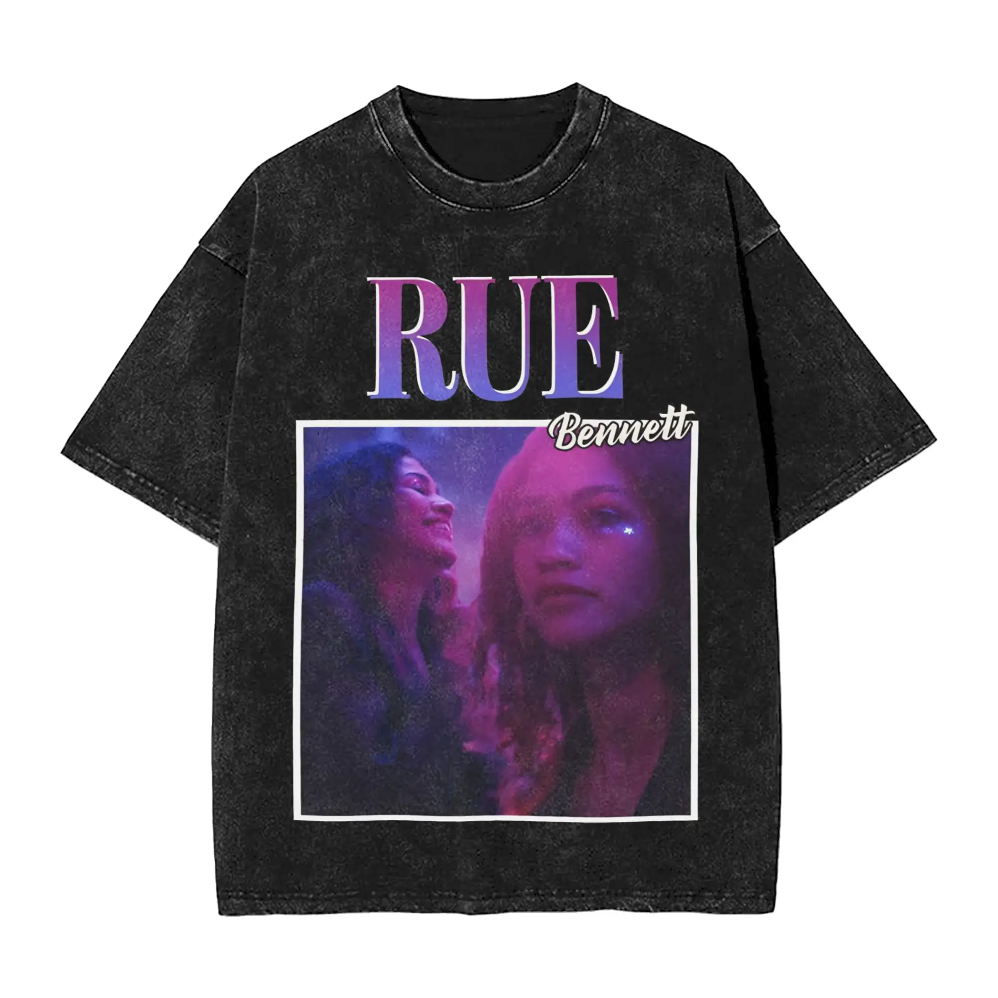 Ruby Rue Zendaya Merch Washed T Shirts for Men Women Streetwear Hip Hop T-Shirt Graphic Printed  Tees Cotton