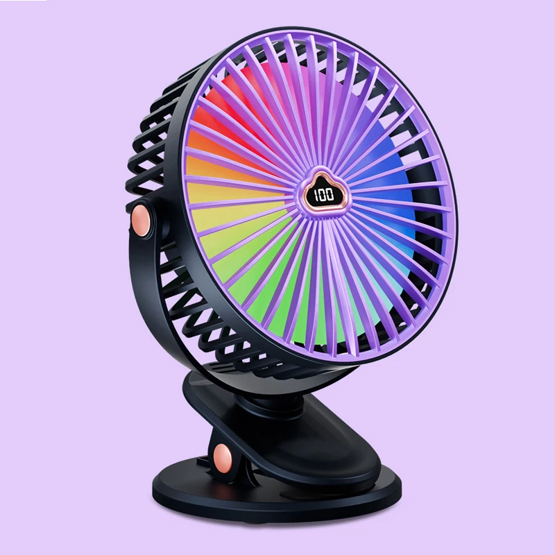 

Бесшумный вентилятор с USB-зарядкой, встроенным аккумулятором 2000 мАч, 6 скоростями, для использования на улице, с крючком и LED-подсветкой