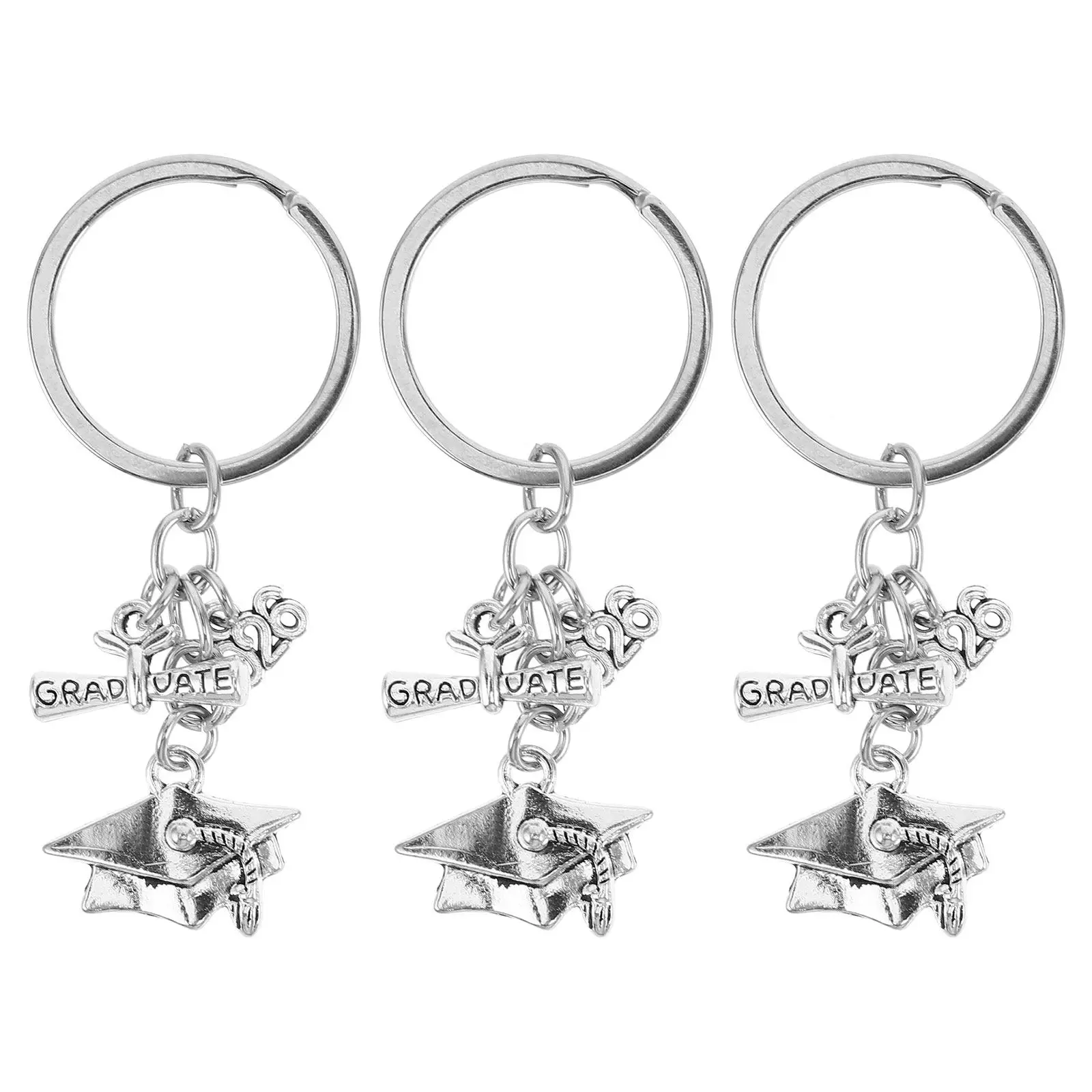 3Pcs Graduation Keychain 2026 Inspirational Grad Gifts High School Senior College Masters Phd Class of 2026 Keyring Cap Diploma