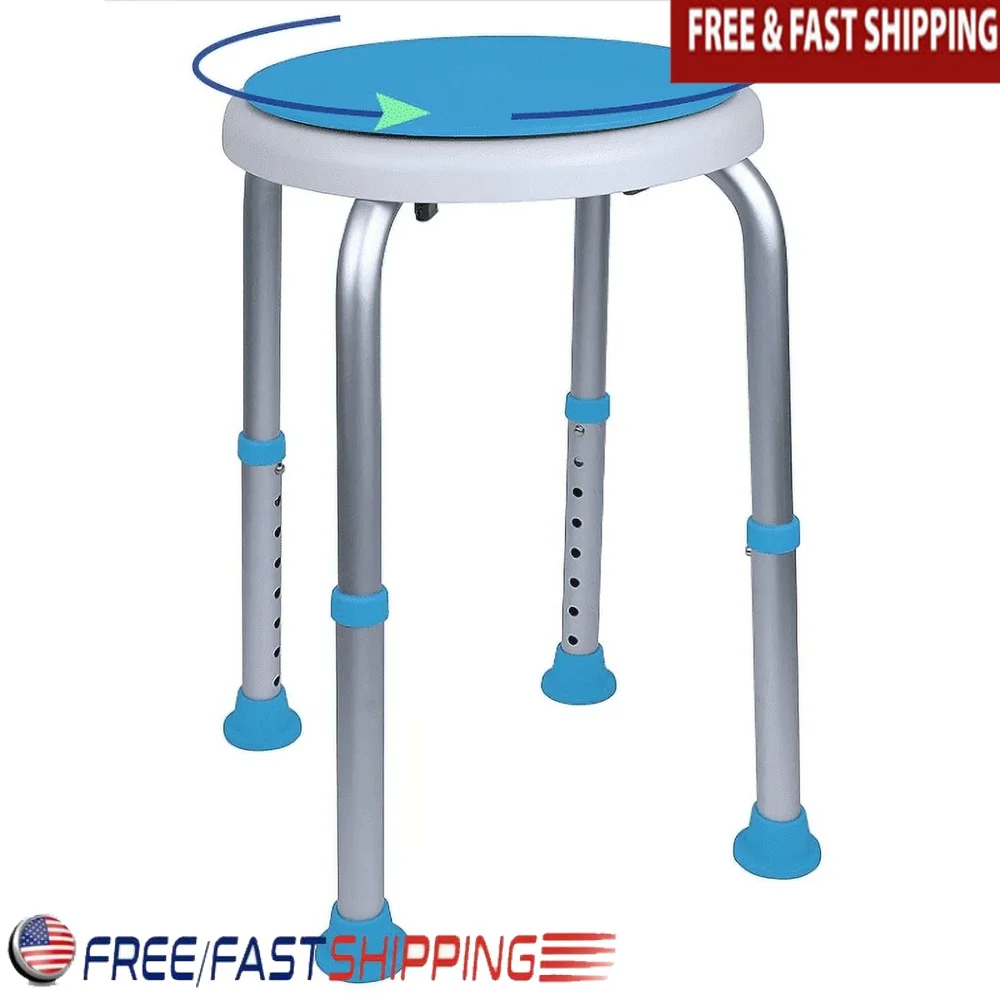 

Swivel Bath Shower Stool Chair Adjustable Padded Seat Non-Slip Feet 300 lb Capacity Tool-Free Assembly Seniors Disabled