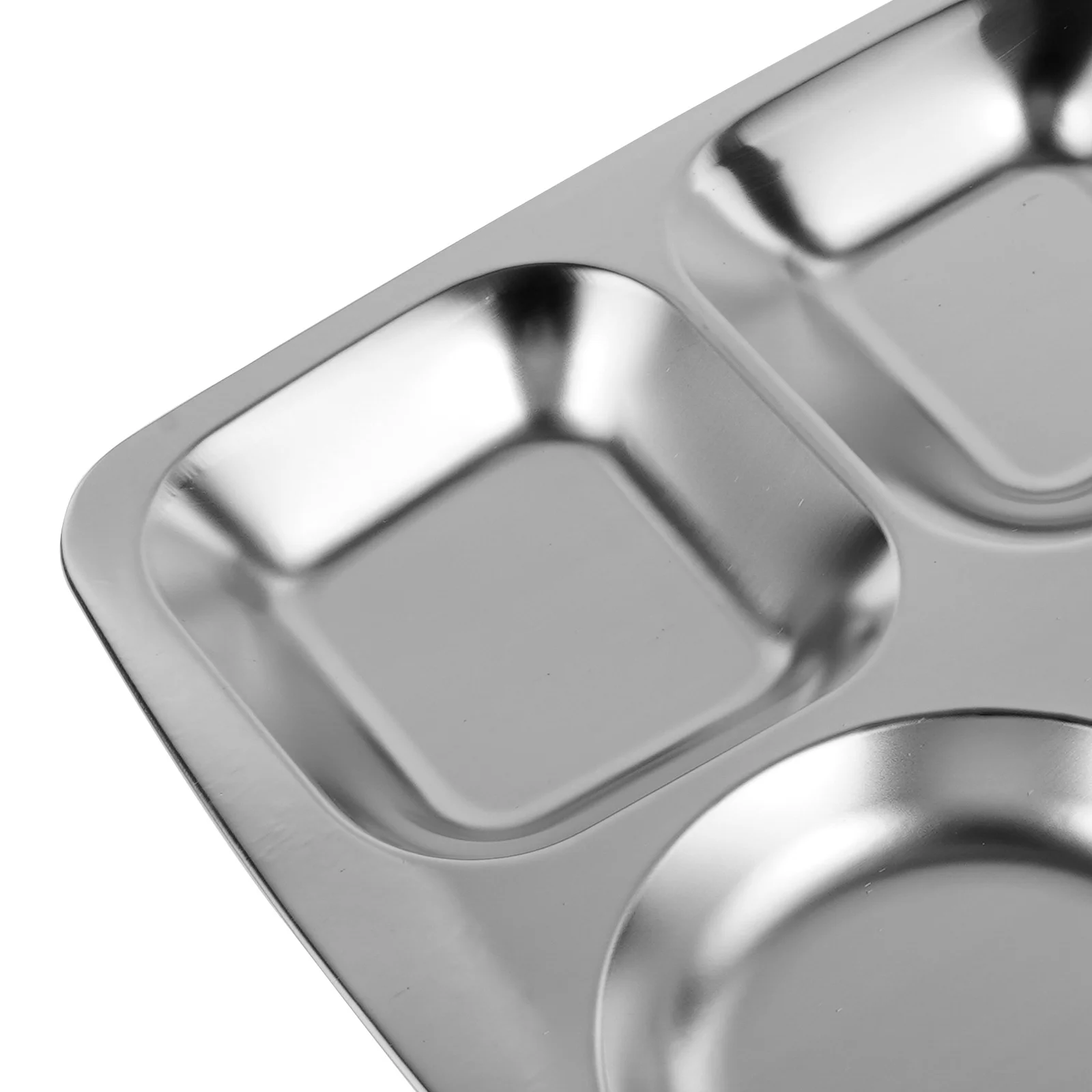 Plato de comida dividido de acero inoxidable con cinco compartimentos, plato dividido resistente para la escuela, restaurante, cafetería, uso, bandeja de comida para restaurante