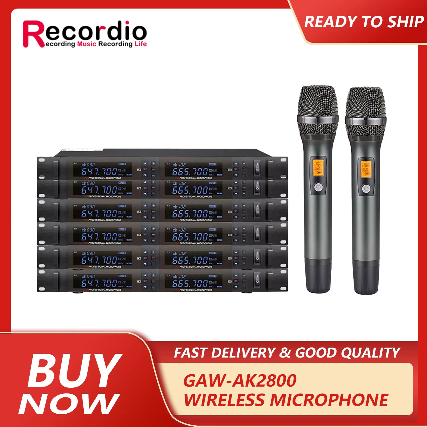 GAW-AK2800 Two Channel UHF Wireless Microphone handheld microphone for Home KTV, conference, Outdoor performance