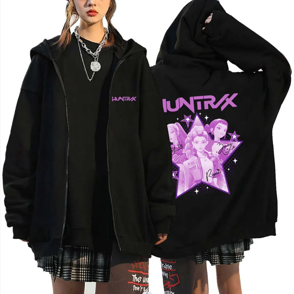 

KPop Demon Hunters Zipper Hoodie Rumi Mira Zoey Graphic Zip Up Jacket Men's Women Clothing Cotton Casual Oversized Hoodies Coat