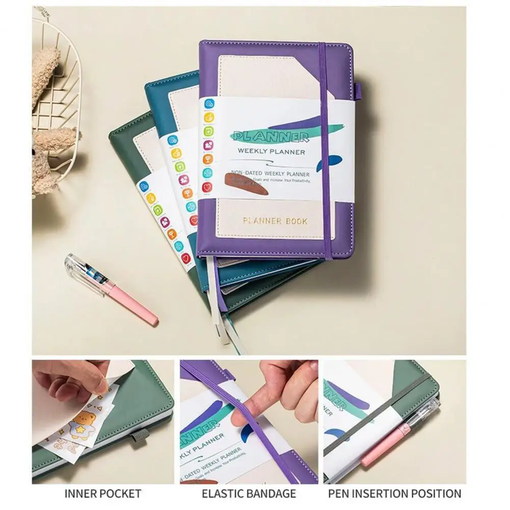 นักวางแผนพร้อมนิสัยติดตามผู้วางแผนที่คู่ควรกับของขวัญพร้อมสติกเกอร์หนังสังเคราะห์2024-2025พร้อมวิสัยทัศน์ติดตามนิสัยสำหรับรายสัปดาห์