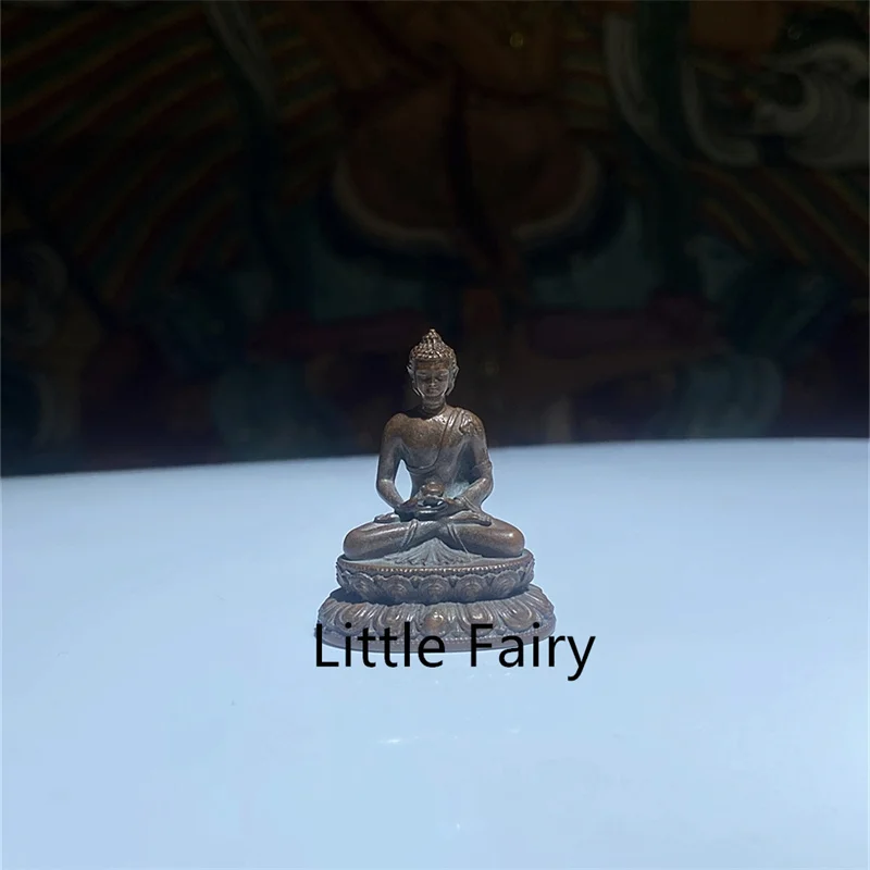 Pequeña estatua de Buda de rey de la medicina tibetana antigua, adorno de escritorio, artesanías de adorno para el hogar en Miniatura de Metal