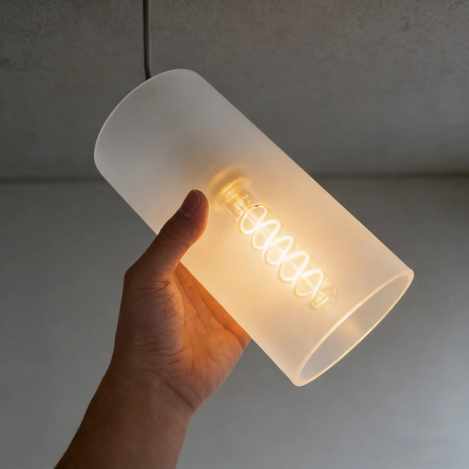 

Frosted White Glass Cylinder Lampshade 8x4 Inch E27 Fitting Pendant Light Shade Replacement Heat Resistant Easy Install Modern