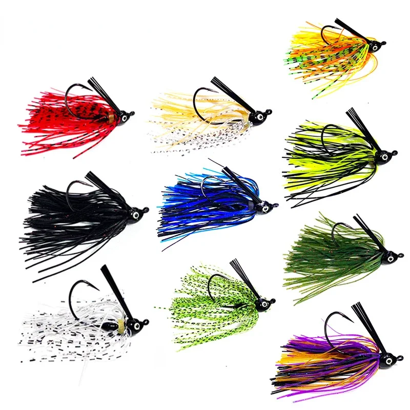 Jig Lure Spinner Bait 7g 10g 14g Skirt Beard Fishing Lures Rubber Jig Buzzbait Swim Jig Head For Bass Pike Wobbler Fishing Hooks